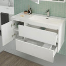 Mobile Bagno Sospeso 100 cm Lavabo e Specchio Bonussi Pegaso Bianco Larice-3