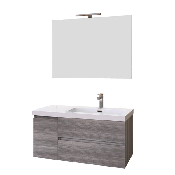 sconto Mobile Bagno Sospeso 100 cm Lavabo e Specchio Bonussi Pegaso Grigio Eucalipto