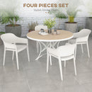 Set 4 Sedie da Giardino  Impilabili con Braccioli e Schienale Alto 56x54,5x77,5 cm in Plastica Bianco-4