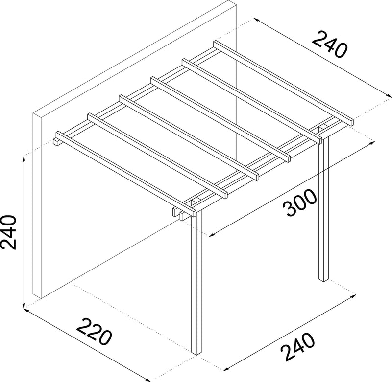 Pergola Addossata 300x240 cm in Legno-2