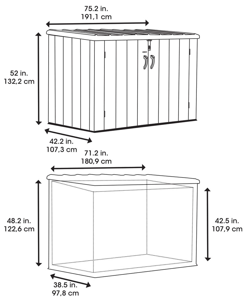 Baule Maxi da Esterno 191x107x132 cm in Polietilene Grigio-5