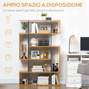 Libreria Moderna a 5 Livelli 13 Ripiani 95x25x150,5 cm in Truciolato Grigia e Color Legno-5