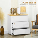 Cassettiera 3 Cassetti 70x37x75 cm in Truciolato Bianco-5