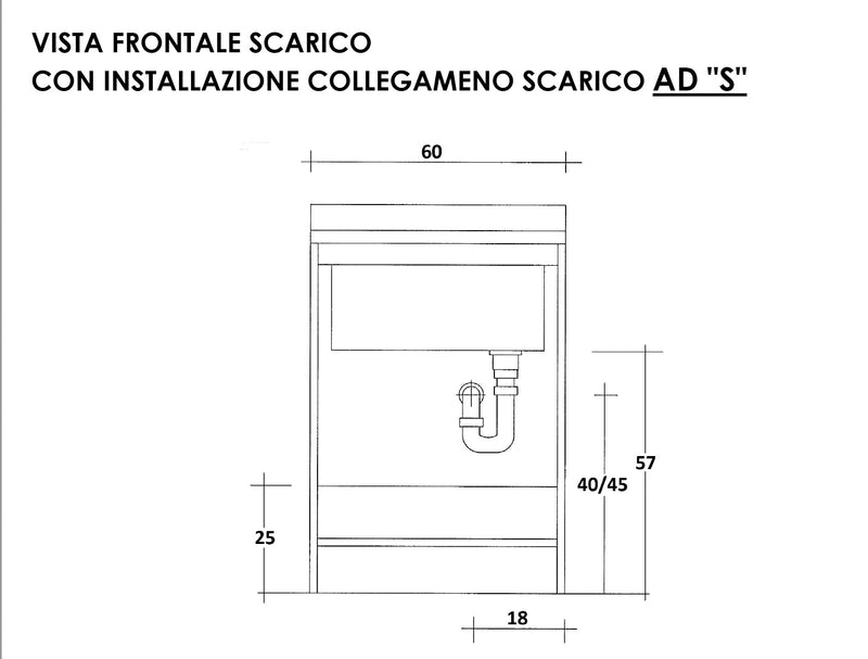 Mobile Lavatoio 60x60x85cm 2 Ante Asse in Termoplastico Montegrappa Marella Bianco con Cesto-5