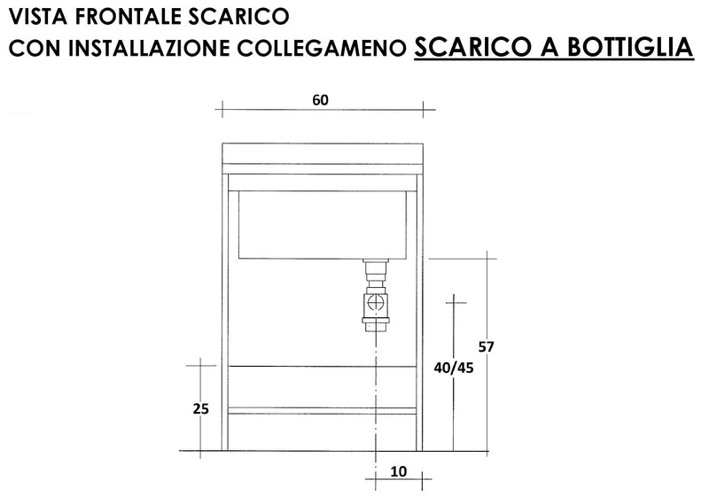 Mobile Lavatoio 60x60x85cm 2 Ante Asse in Termoplastico Montegrappa Edilla Bianco con Cesto-2