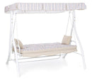 Dondolo 3 Posti da Giardino 198x140x174 cm Schienale Reclinabile per Funzione Letto Zanzibar Bianco-2