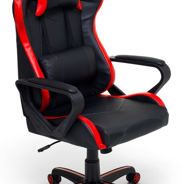 Sedia da Gaming Ergonomica 63x63x126 cm in Similpelle Nero e Rossa