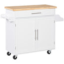 Carrello da Cucina 109x40x89 cm con Ruote in Legno Bianco-1