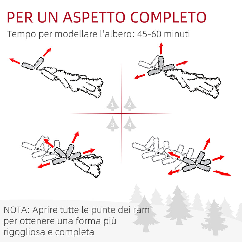 Albero di Natale Artificiale Innevato 225 cm 988 Rami Apertura Automatica Verde-6