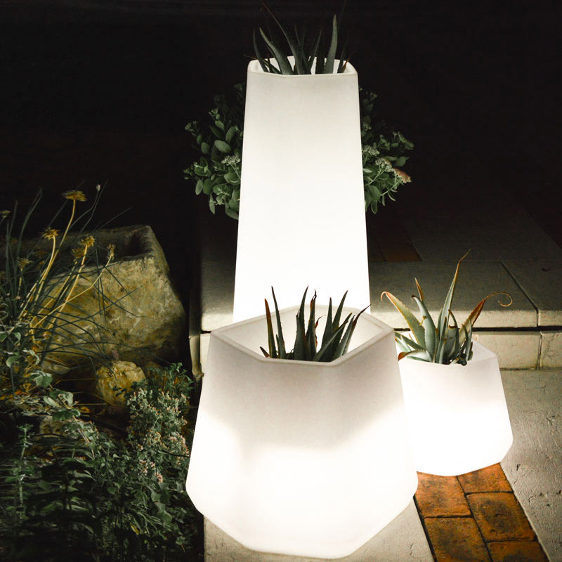 Vaso Luminoso da Giardino a LED 40x35x27 cm in Resina 5W Magnolia Multicolore-2