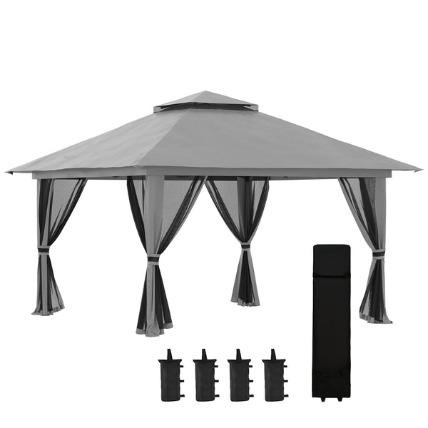 Gazebo da Giardino Pieghevole 392x392x283 cm in Acciaio e Tessuto Oxford Grigio acquista