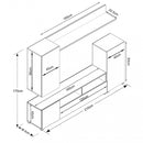 Parete Attrezzata Soggiorno Bridge 207x34x170 h cm in Truciolare bilaminato Bianco-5