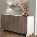 Credenza Carlile Bianco e Rovere Chiaro 150x40x76 h cm in Truciolare bilaminato Rovere grigio-2