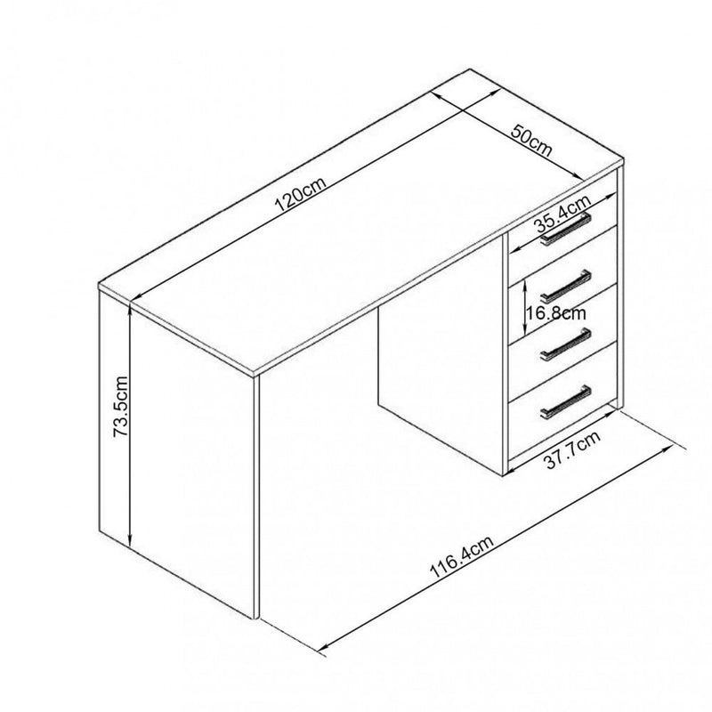 Scrivania Porta Pc Topaz Olmo 120x50x74 h cm in Truciolare bilaminato Rovere grigio-4