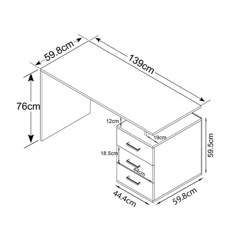 Scrivania Deni 139x60x76 h cm in Truciolare bilaminato Olmo-5