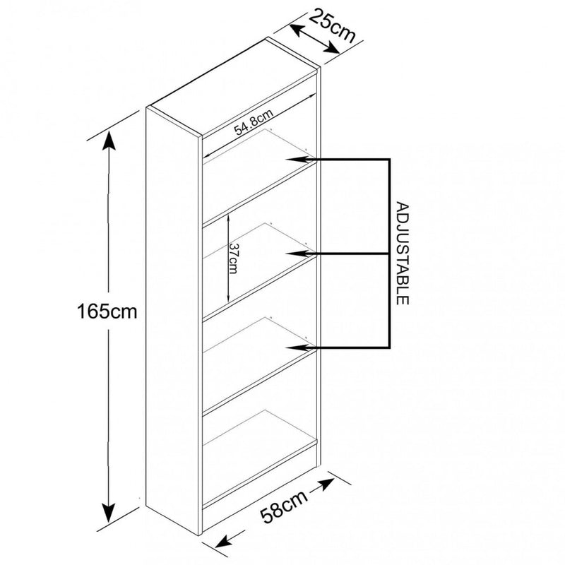 Libreria Line 60x24x170 h cm in Truciolare bilaminato Bianco-3