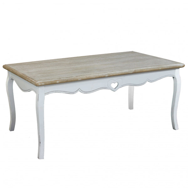 Tavolino Cuore 110x48x59 h cm in Legno di paulownia Bianco prezzo