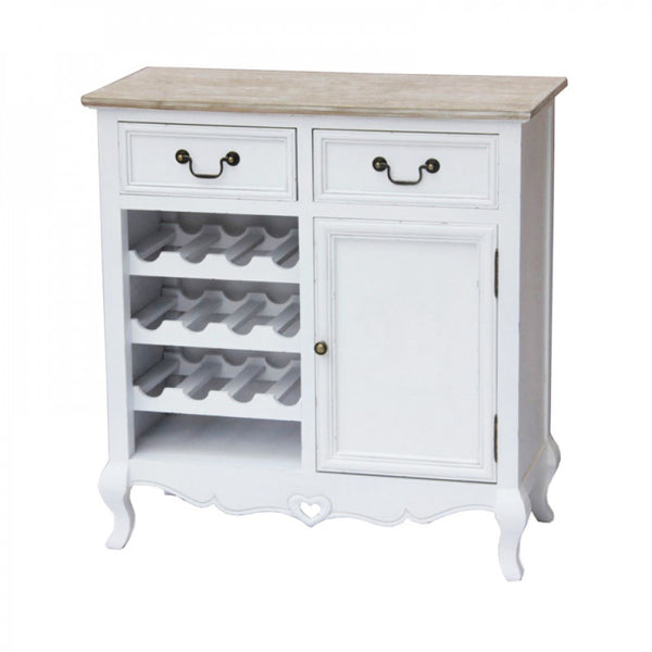 Credenza Cantina Cuore 80x36x84,5 h cm in Legno di paulownia Bianco sconto