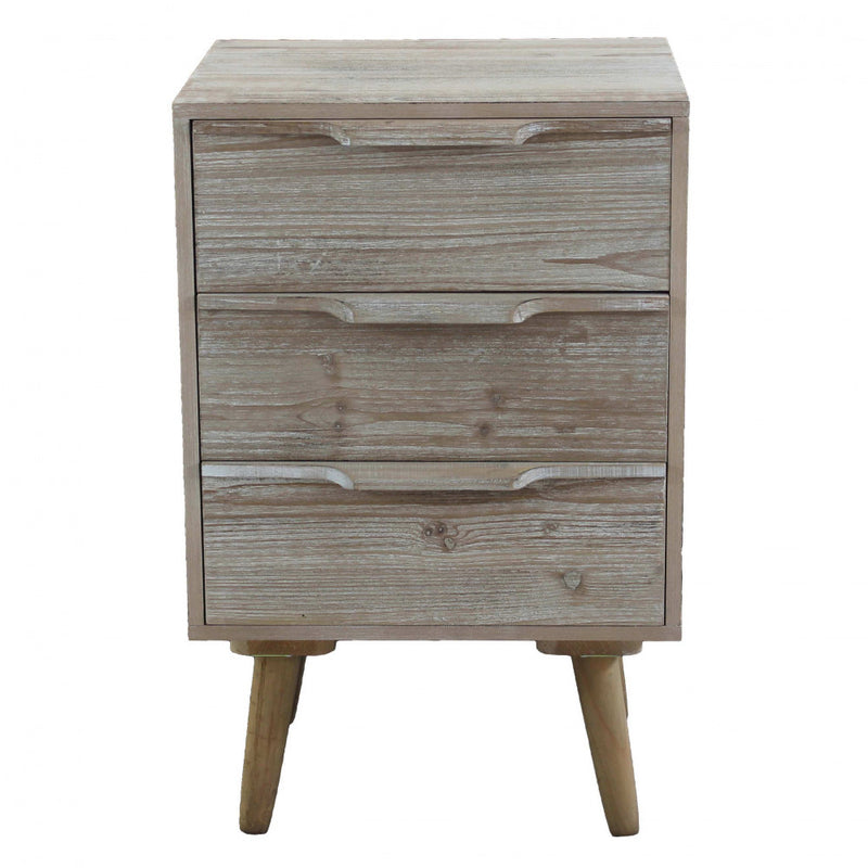 Mobiletto 3 Cassetti con Gambe in Legno 40x36x64 h cm in Legno di paulownia Tortora-3