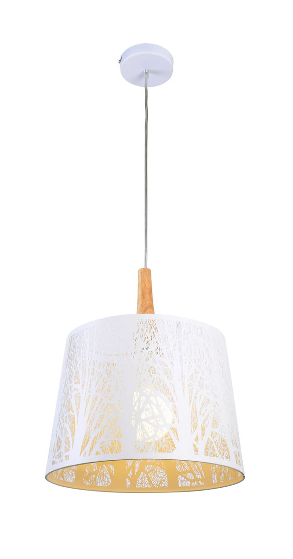 prezzo Lampada pendente Modern in Metallo e Legno Lantern Bianco