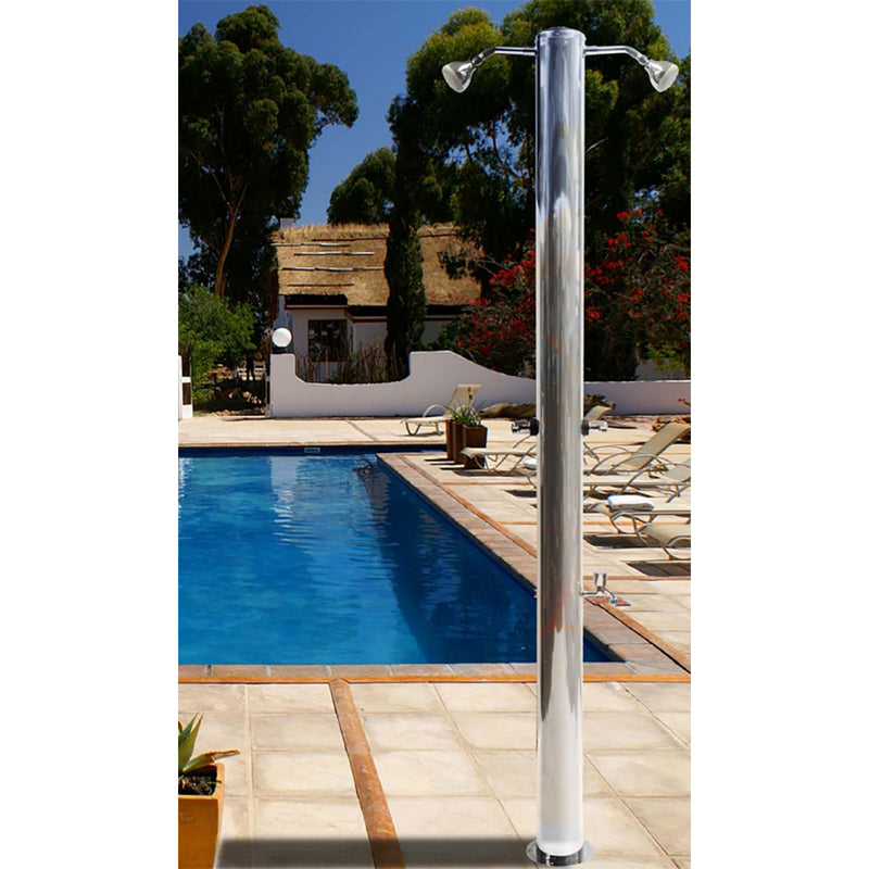 Doccia da Giardino Doppia 2 Rubinetti e Lavapiedi ATI Docce MUL-2R Inox Anodizzato-2