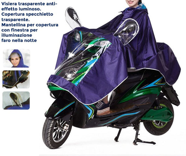 acquista Mantellina impermeabile unisex per scooter moto catarifrangente universale Blu