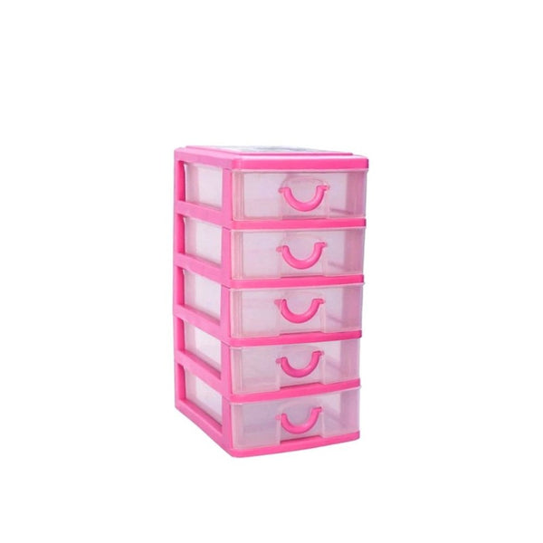 sconto Mini Cassettiera 5 Piani 9x13x18,5 cm in plastica rigida colorata Fucsia