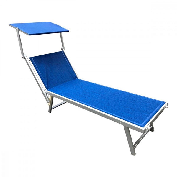 sconto Lettino Prendisole alluminio 180x60x40 cm con parasole Luxurious Beach Blu