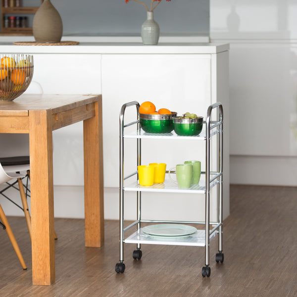 Carrello Portaoggetti da Cucina 40x35x75 cm 3 Livelli con Ruote Metallico online