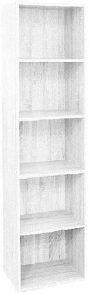 Libreria a Colonna 40x29x172H cm in Legno Salvaspazio a 5 Ripiani Bianco-2