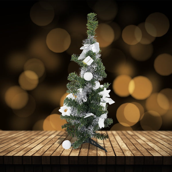 prezzo Albero di Natale da tavola verde e grigio 60H cm con decorazioni su rami