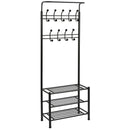 Stand Appendiabiti con scarpiera 65x29xH190 cm per corridoio 3 ripiani Nero-1