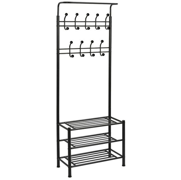 online Stand Appendiabiti con scarpiera 65x29xH190 cm per corridoio 3 ripiani Nero