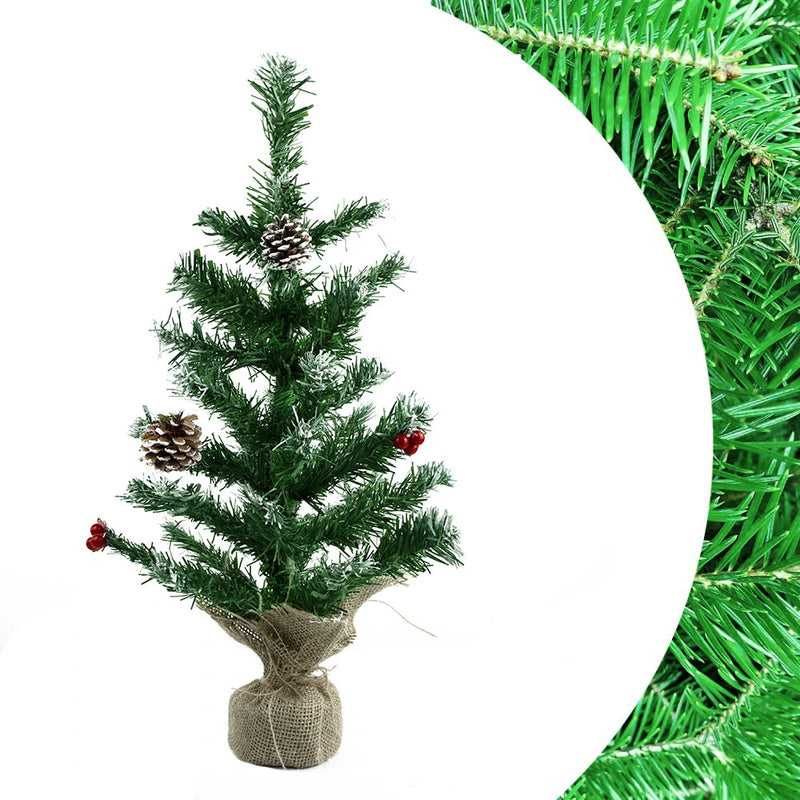 Albero di Natale 60H cm  base in juta in PVC Abete Artificiale-2