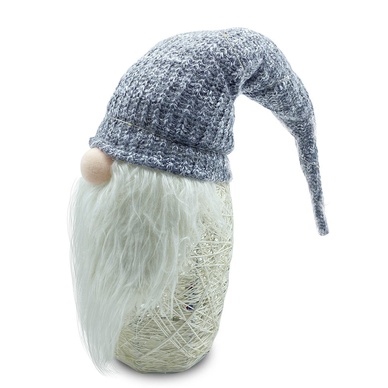 Gnomo di Natale H87 cm con Luci e Cappello Grigio-1