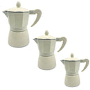 Set 3 Caffettiere in alluminio 1-3-6 tazze con manico soft touch Beige-1