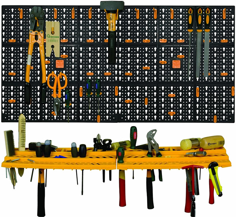 Mensola Portautensili con Pannelli Modulari per Attrezzi con 50 Ganci in Plastica-3