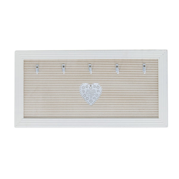 Porta chiavi in legno con 5 ganci stile shabby con cuore centrale acquista