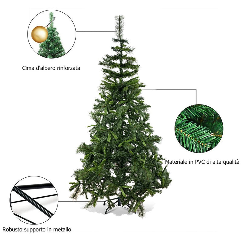 Albero di Natale artificiale slim con rami supporto in pvc verde