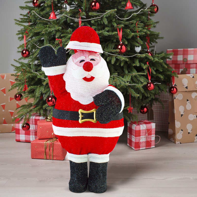 Pupazzo Babbo Natale H77 cm con Luci Led e Movimento Rosso-4