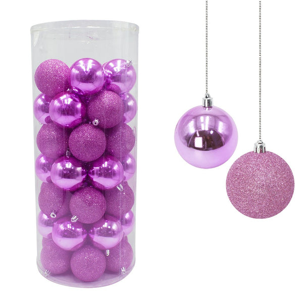 prezzo Set 48 Palline Decorative Ø 7 cm per Albero di Natale Rosa