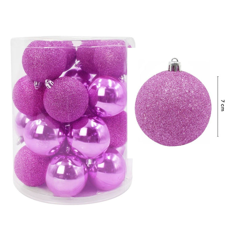 Set 24 Palle di Natale Ø7 cm Rosa per Alberi-5