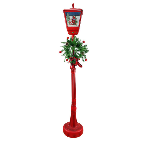 Lampione Rosso Natale H195 cm Decorazione con Suoni Mini Lucciole e ghirlanda acquista