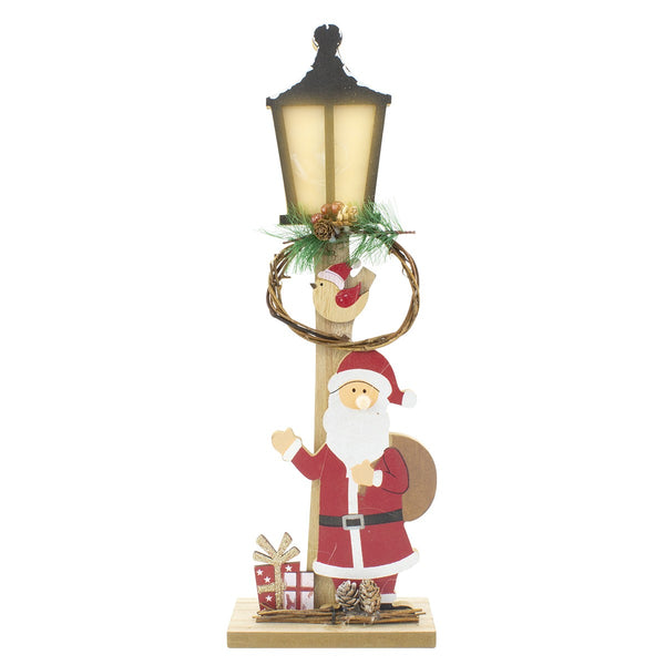 prezzo Lampione in Legno con Babbo Natale 45cm con Luce Led