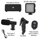 Set per Video Live Microfono Mini Treppiedi e Luce con Telecomando-2