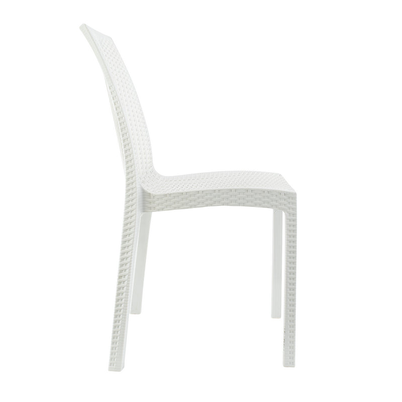 Set 2 Sedie da Giardino in Stile Rattan Bianco-3