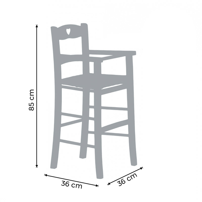 Seggiolone Sgabello per Bambini 36x36x85 cm in Legno Bianco-5