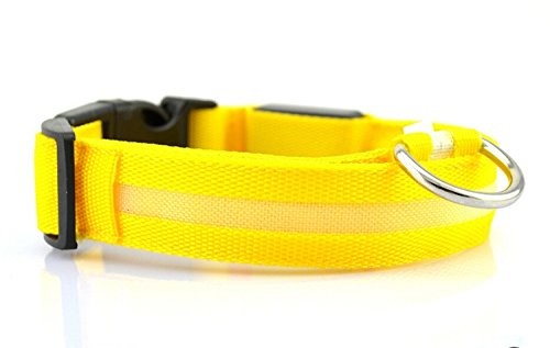 Collare regolabile luminoso a led Taglia XL per cani e gatti Giallo-1