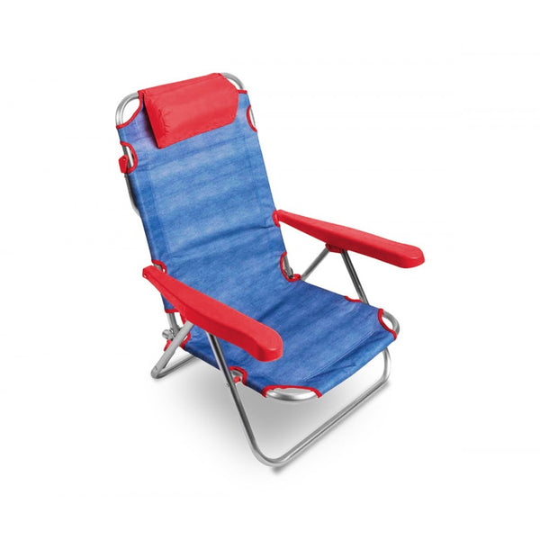Spiaggina Pieghevole reclinabile in alluminio con braccioli e cuscino Rosso sconto