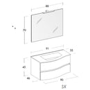 Mobile Bagno Sospeso 90 cm Lavabo e Specchio Bonussi Corona Legno Grigio Eucalipto-5